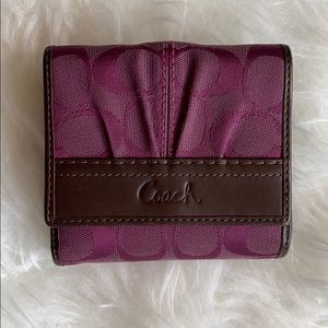 Authentic burgundy Coach compact wallet